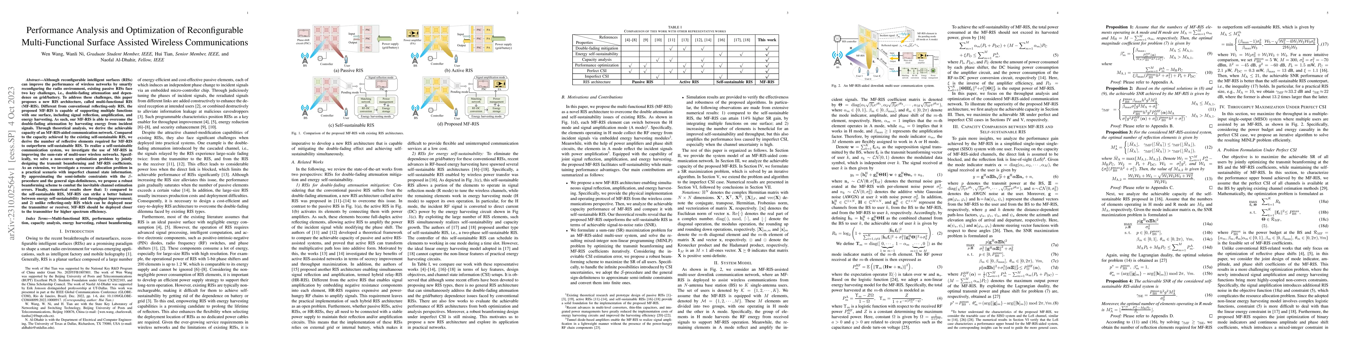 Thumbnail for Performance Analysis and Optimization of Reconfigurable Multi-Functional
  Surface Assisted Wireless Communications