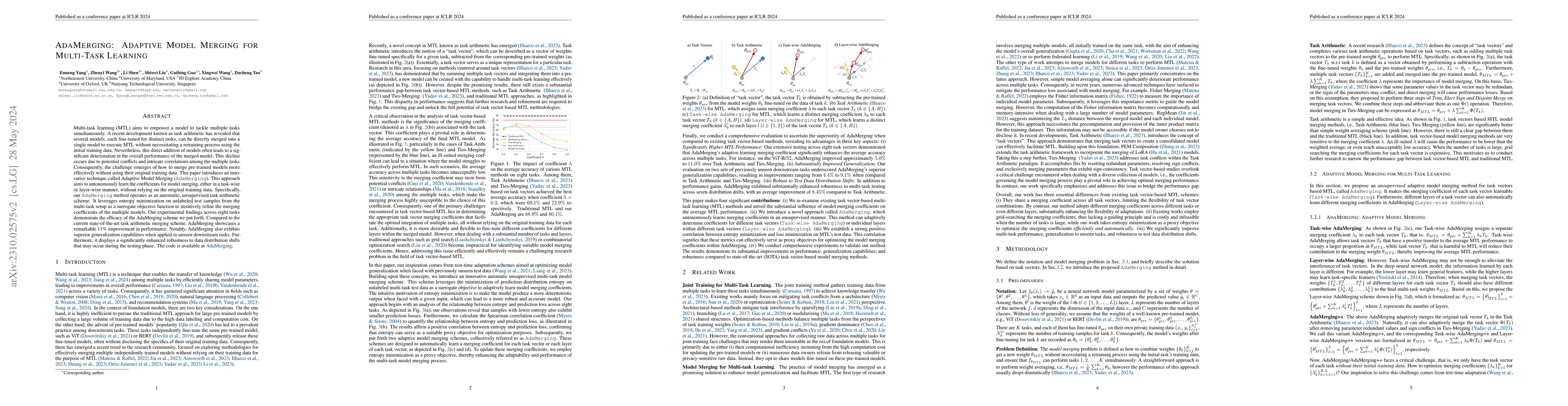 Thumbnail for AdaMerging: Adaptive Model Merging for Multi-Task Learning