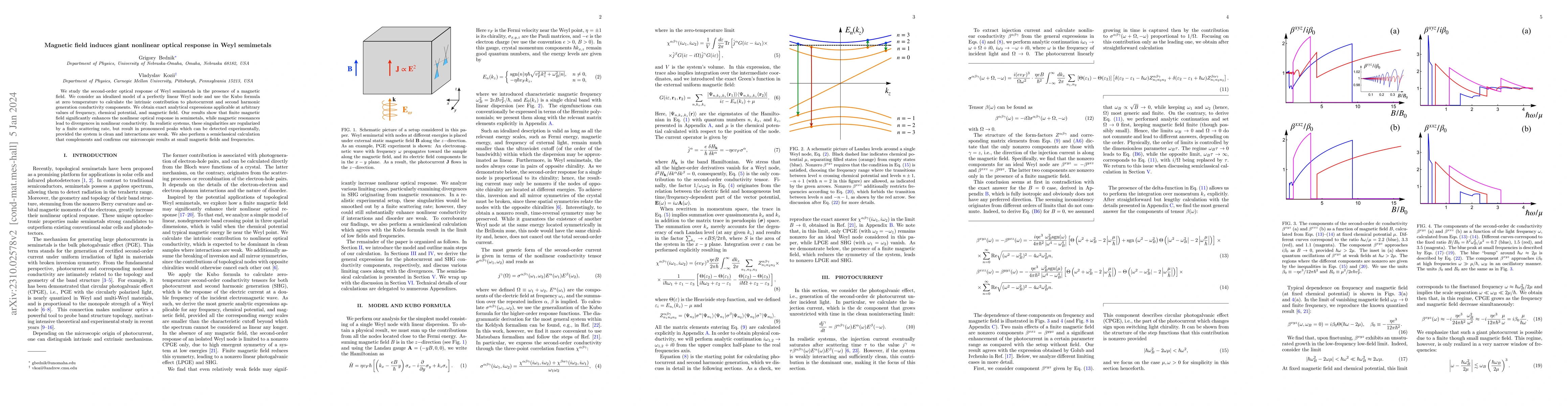 Thumbnail for Magnetic field induces giant nonlinear optical response in Weyl
  semimetals
