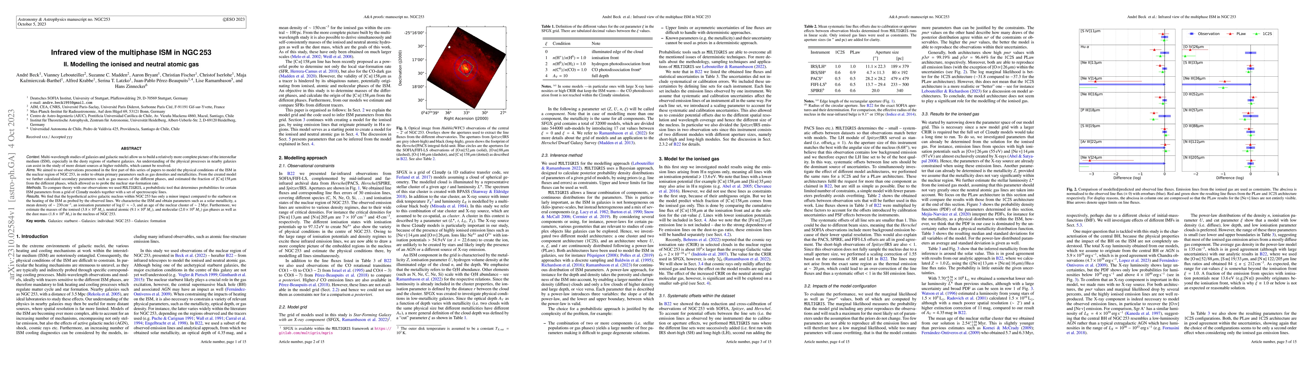 Thumbnail for Infrared view of the multiphase ISM in NGC 253 II. Modelling the ionised
  and neutral atomic gas
