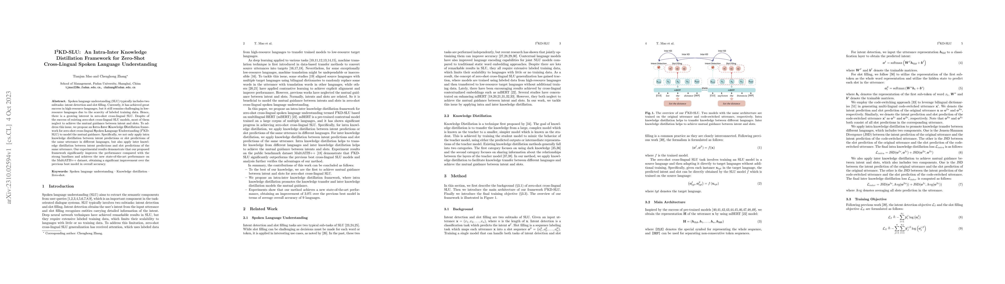 Thumbnail for I$^2$KD-SLU: An Intra-Inter Knowledge Distillation Framework for
  Zero-Shot Cross-Lingual Spoken Language Understanding