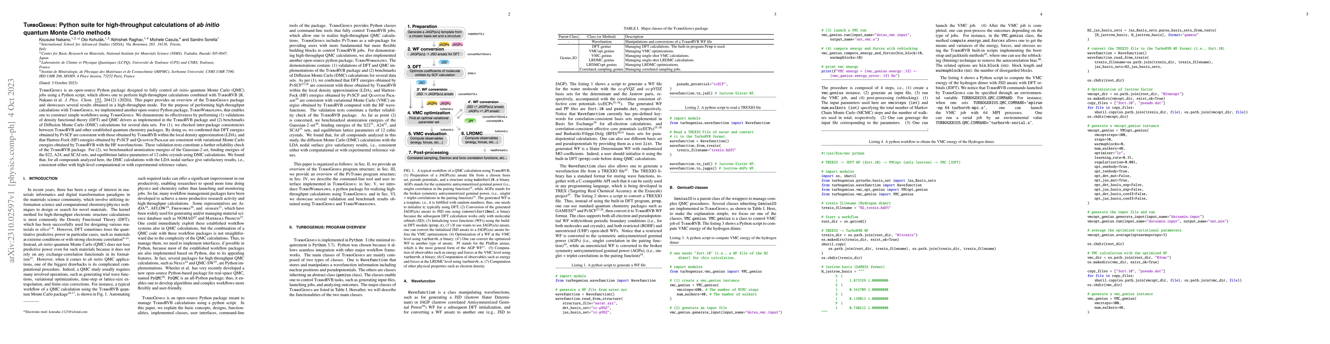 Thumbnail for TurboGenius: Python suite for high-throughput calculations of ab initio
  quantum Monte Carlo methods