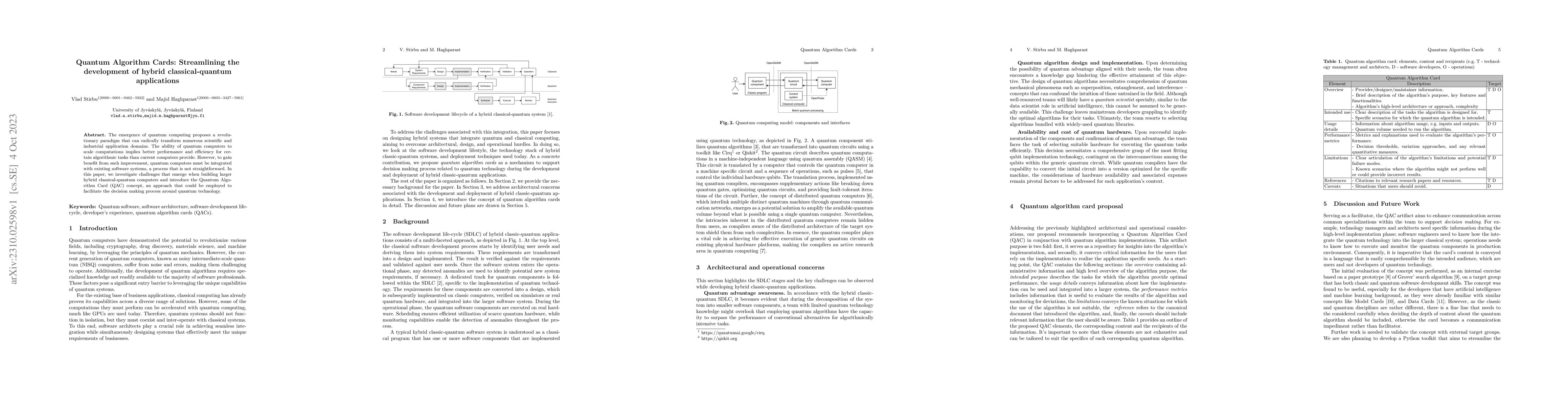 Thumbnail for Quantum Algorithm Cards: Streamlining the development of hybrid
  classical-quantum applications