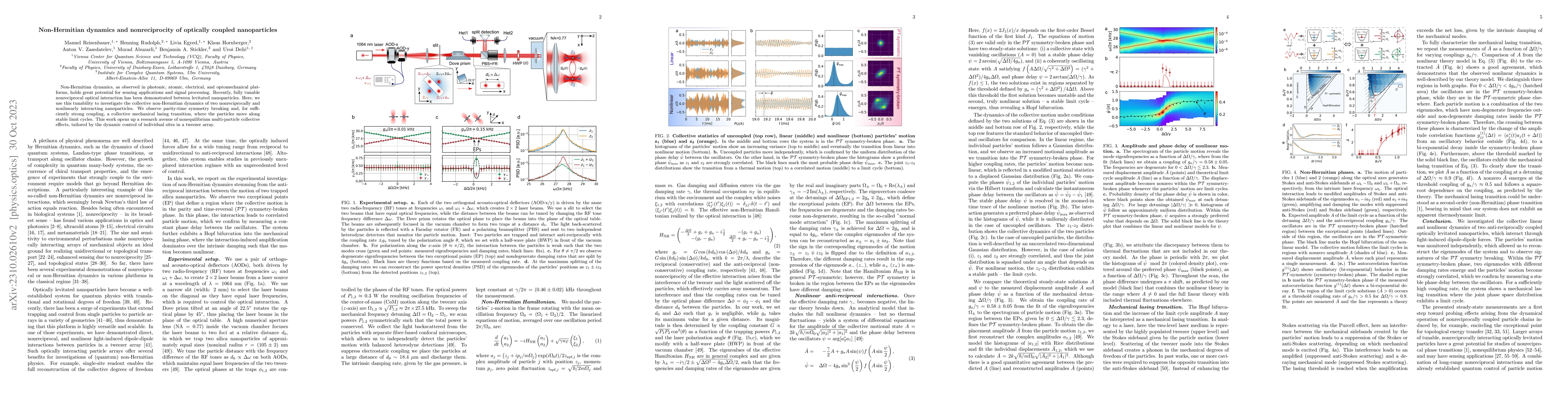 Thumbnail for Non-Hermitian dynamics and nonreciprocity of optically coupled
  nanoparticles