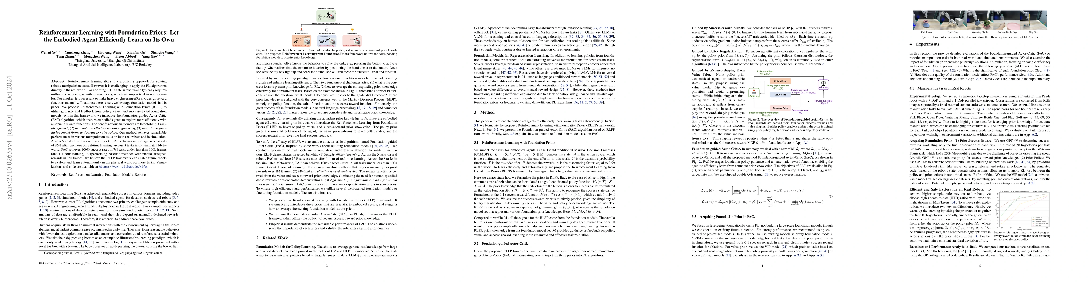 Thumbnail for Foundation Reinforcement Learning: towards Embodied Generalist Agents
  with Foundation Prior Assistance