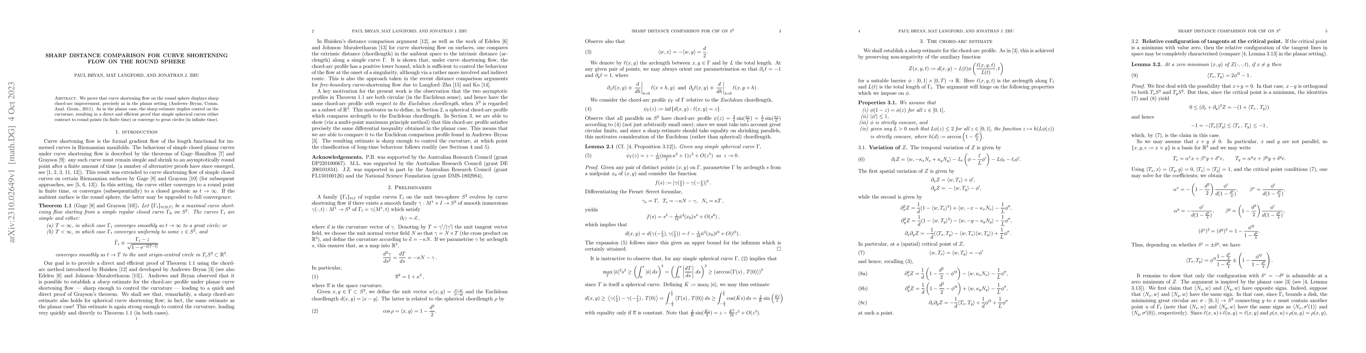 Thumbnail for Sharp distance comparison for curve shortening flow on the round sphere