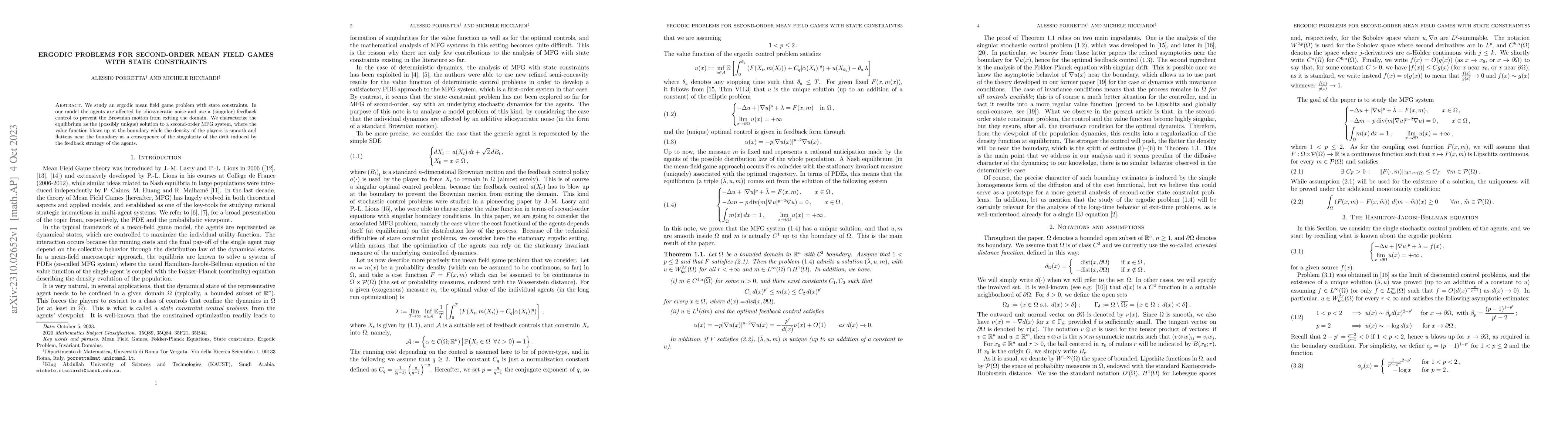 Thumbnail for Ergodic Problems for Second-Order Mean Field Games with State
  Constraints