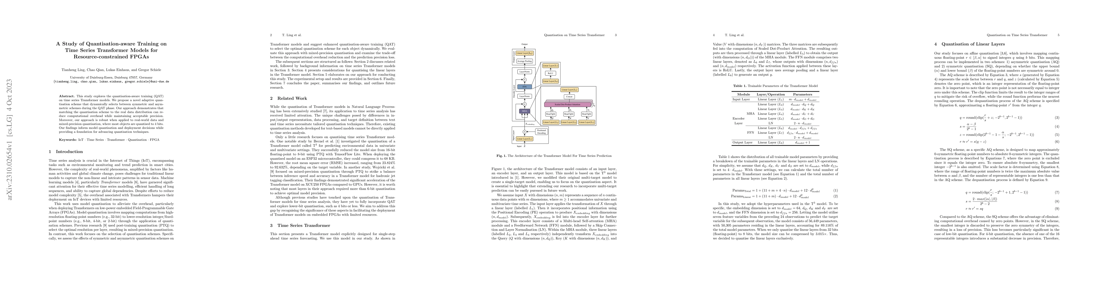 Thumbnail for A Study of Quantisation-aware Training on Time Series Transformer Models
  for Resource-constrained FPGAs