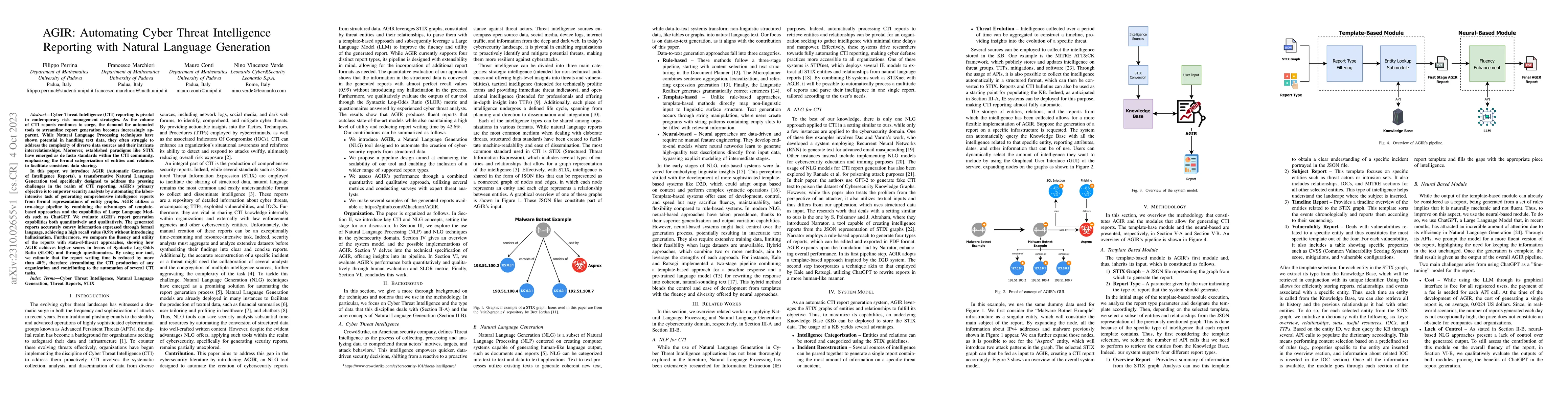 Thumbnail for AGIR: Automating Cyber Threat Intelligence Reporting with Natural
  Language Generation