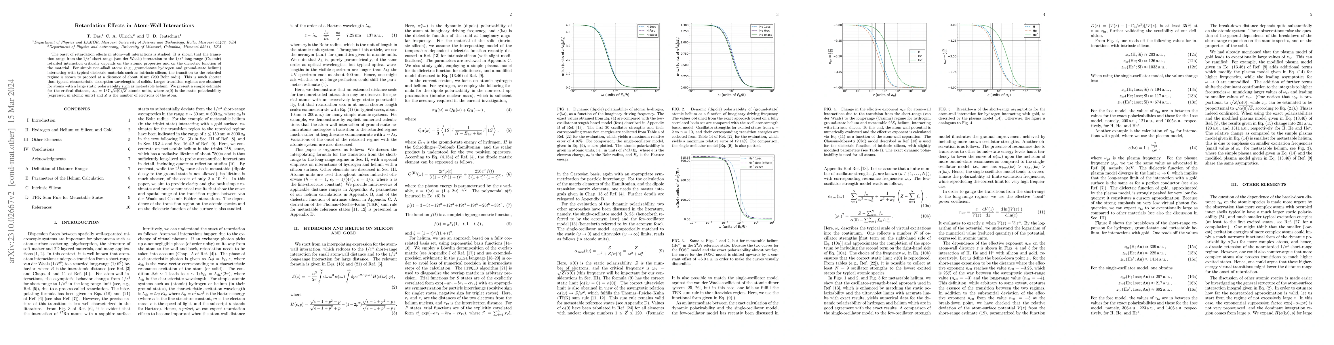 Thumbnail for Retardation Effects in Atom-Wall Interactions