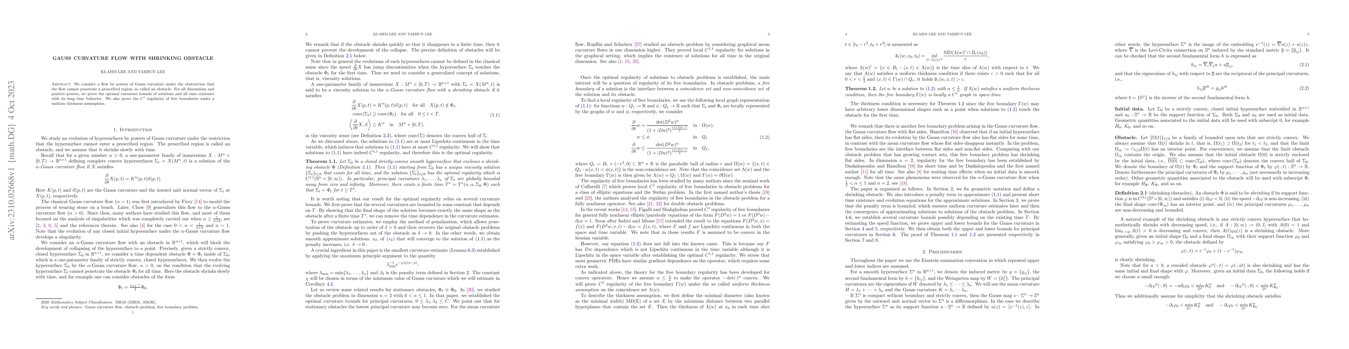 Thumbnail for Gauss curvature flow with shrinking obstacle