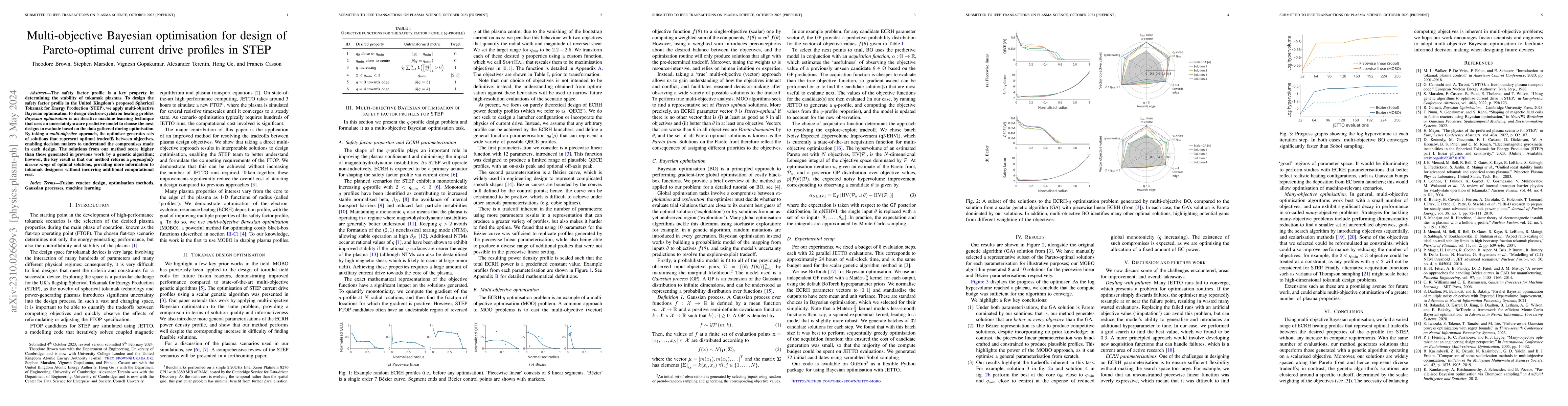 Thumbnail for Multi-objective Bayesian optimization for design of Pareto-optimal
  current drive profiles in STEP