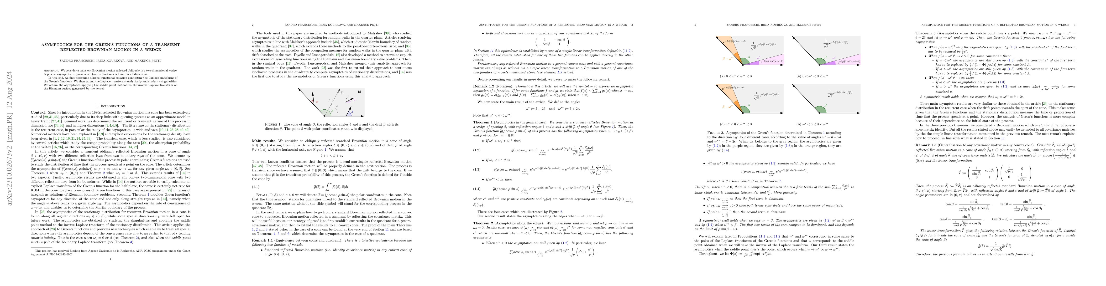 Thumbnail for Asymptotics for the Green's functions of a transient reflected Brownian
  motion in a wedge