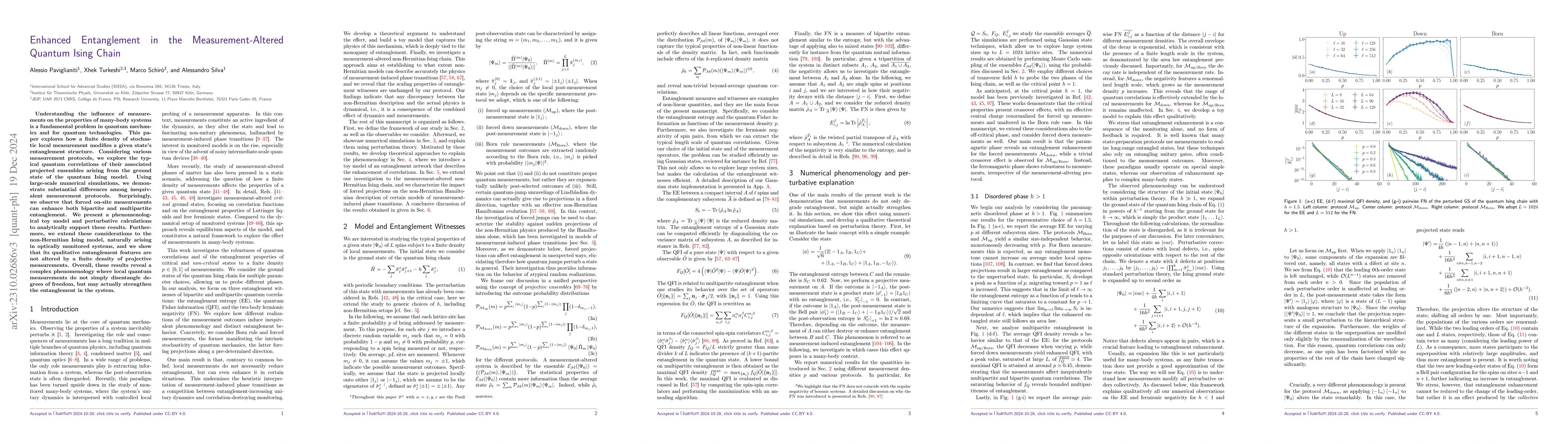 Thumbnail for Enhanced Entanglement in the Measurement-Altered Quantum Ising Chain