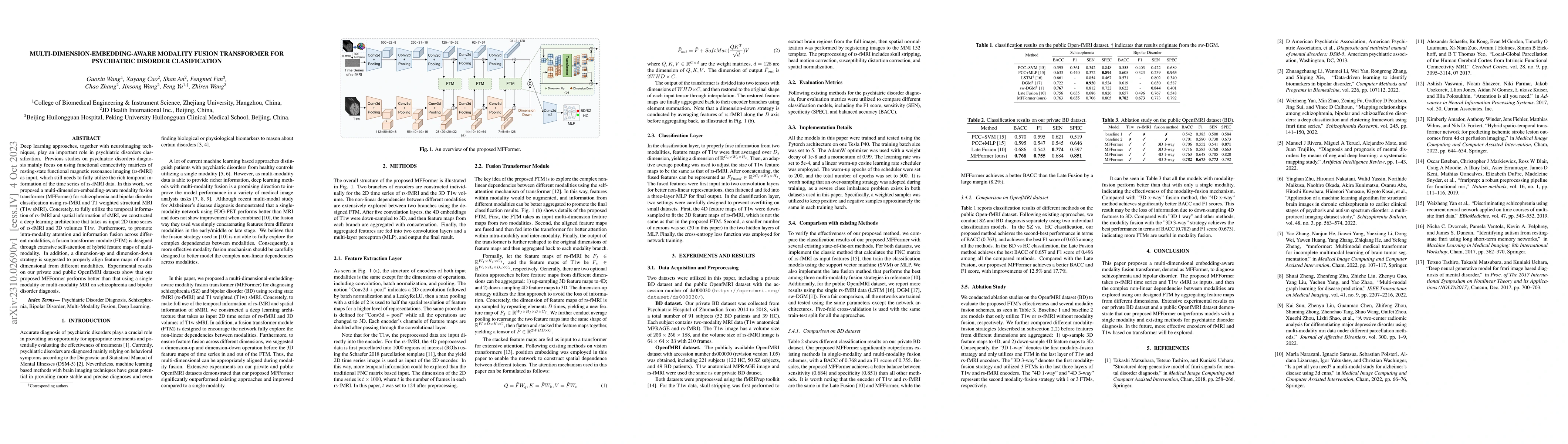 Thumbnail for Multi-Dimension-Embedding-Aware Modality Fusion Transformer for
  Psychiatric Disorder Clasification