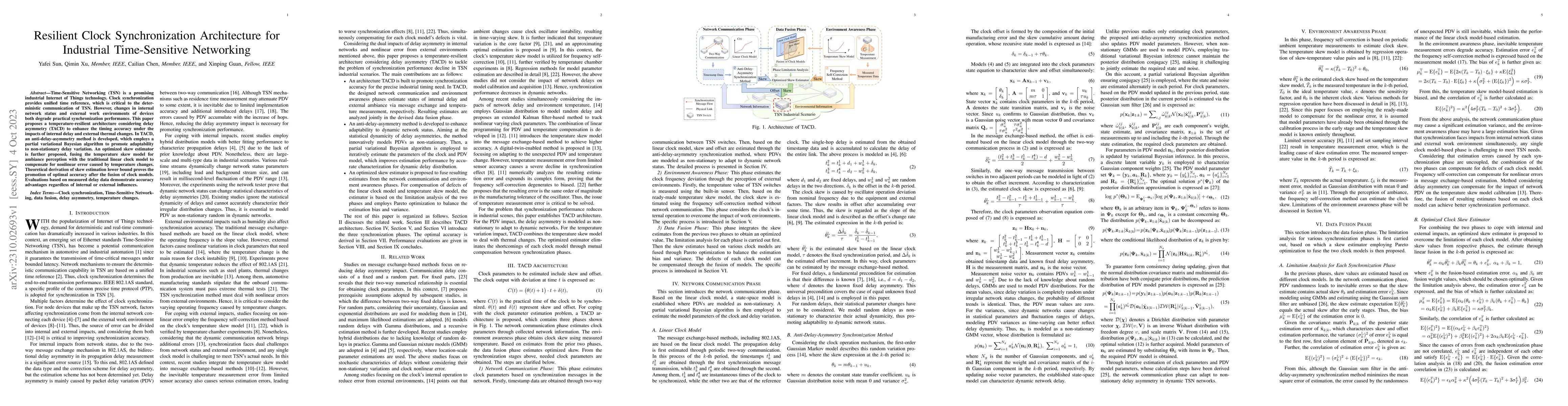 Thumbnail for Resilient Clock Synchronization Architecture for Industrial
  Time-Sensitive Networking