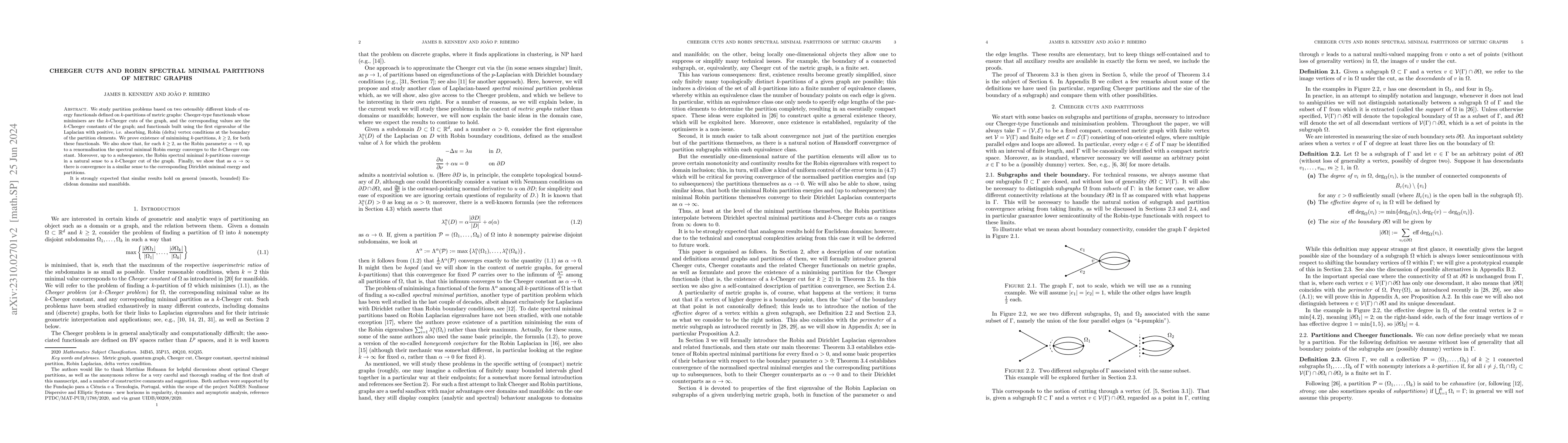 Thumbnail for Cheeger cuts and Robin spectral minimal partitions of metric graphs