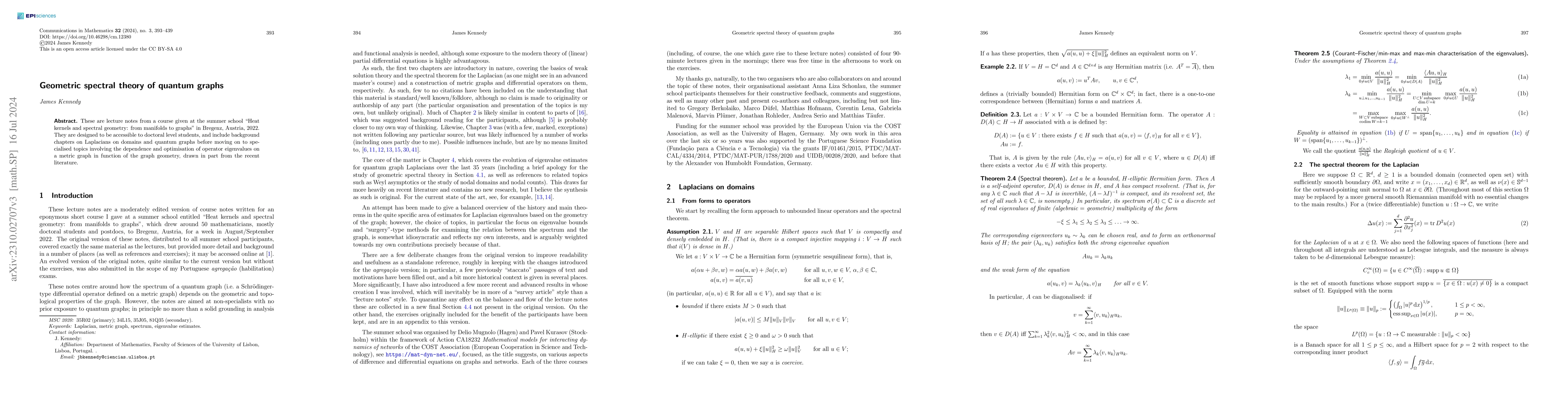 Thumbnail for Geometric spectral theory of quantum graphs