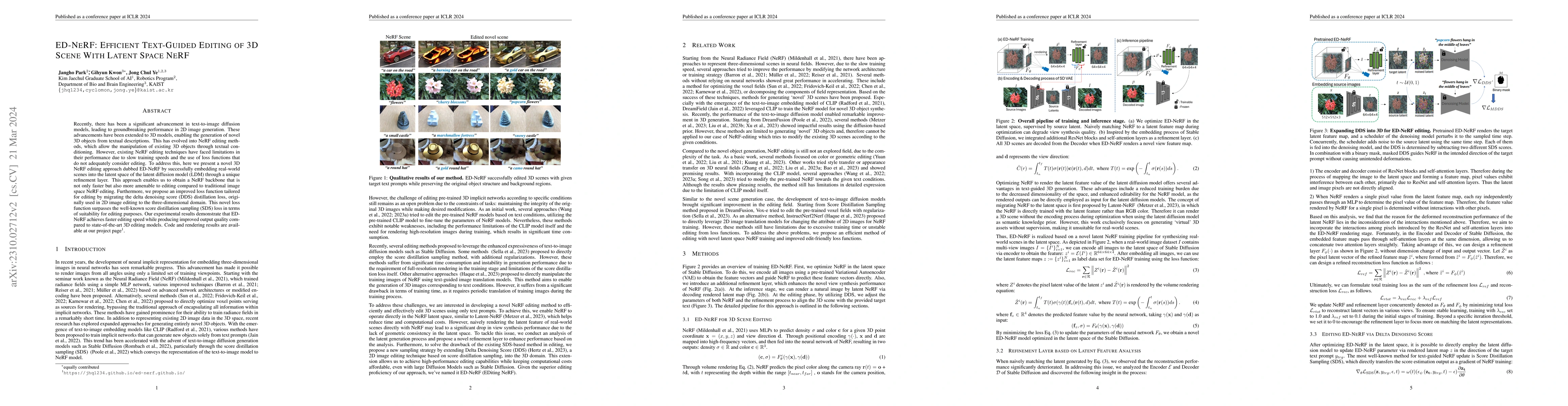 Thumbnail for ED-NeRF: Efficient Text-Guided Editing of 3D Scene with Latent Space
  NeRF