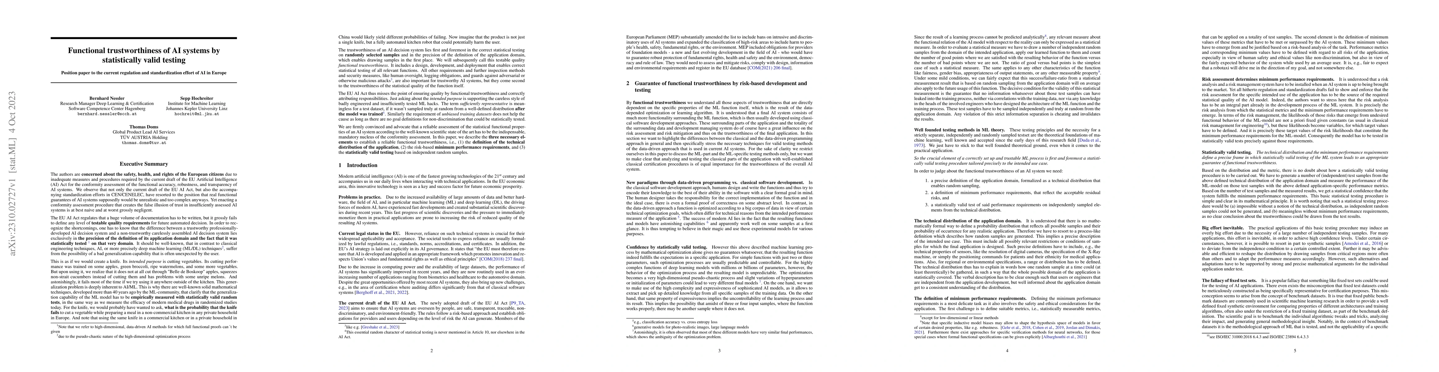 Thumbnail for Functional trustworthiness of AI systems by statistically valid testing