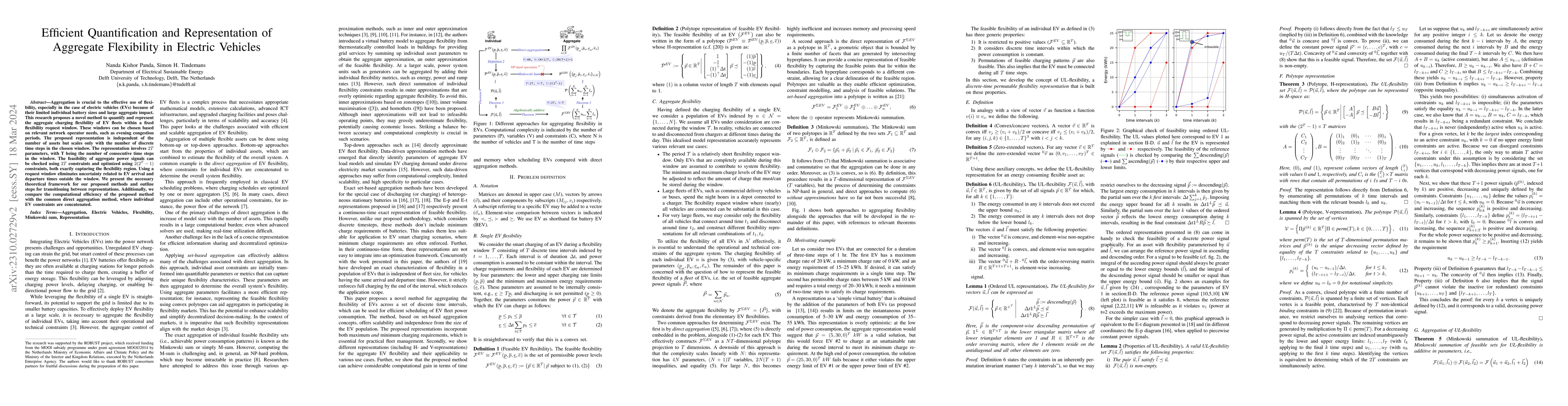 Thumbnail for Efficient Quantification and Representation of Aggregate Flexibility in
  Electric Vehicles