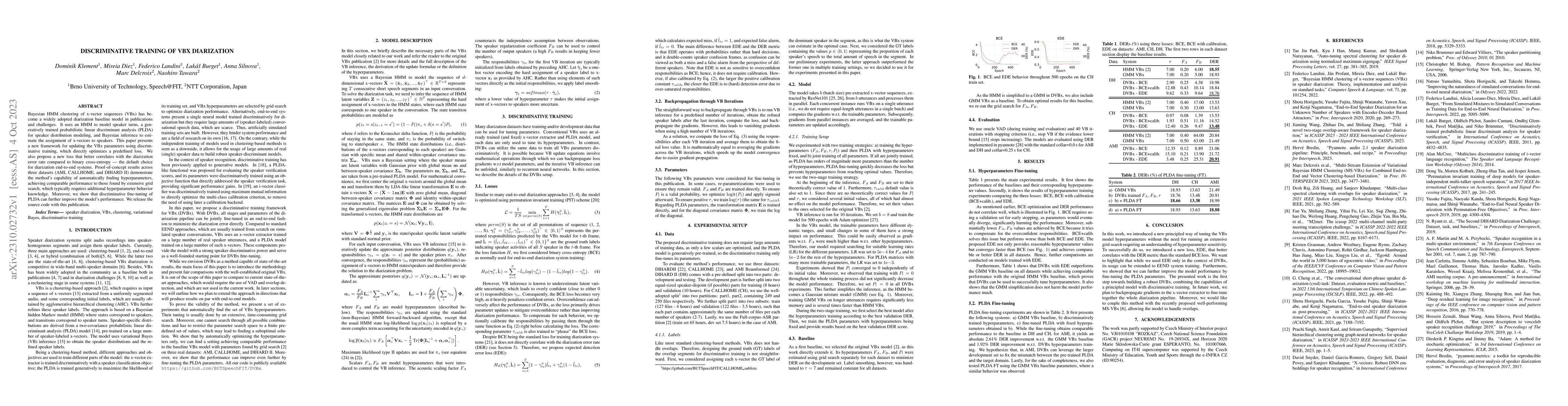 Thumbnail for Discriminative Training of VBx Diarization
