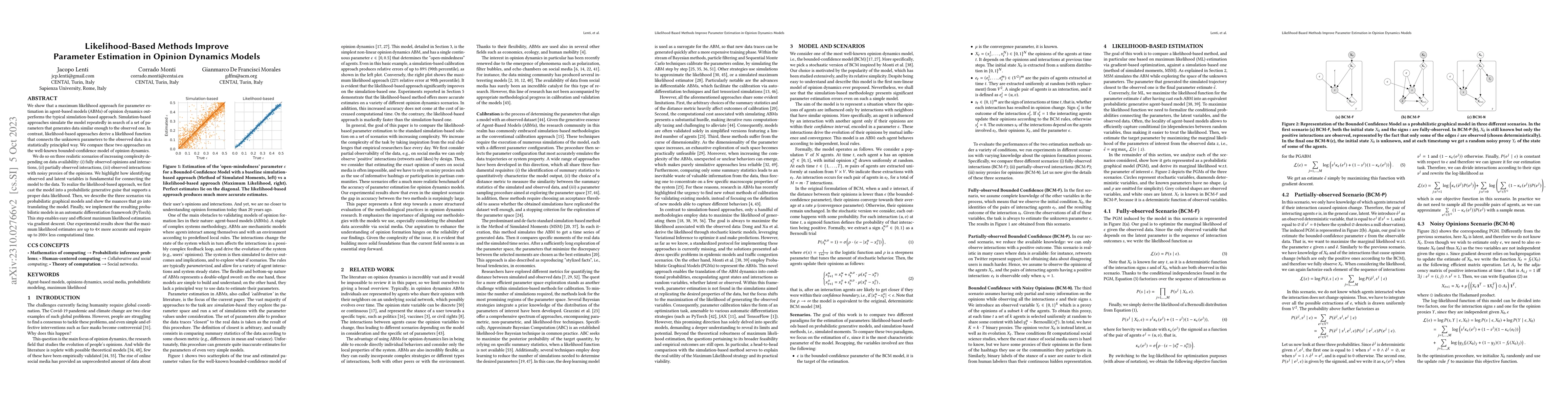 Thumbnail for Likelihood-Based Methods Improve Parameter Estimation in Opinion
  Dynamics Models