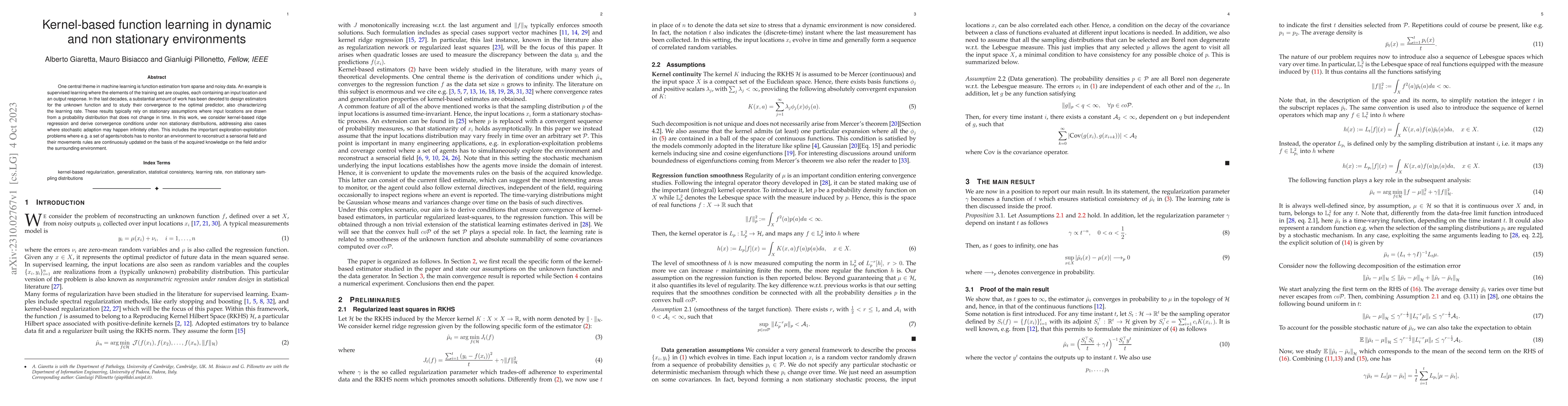 Thumbnail for Kernel-based function learning in dynamic and non stationary
  environments