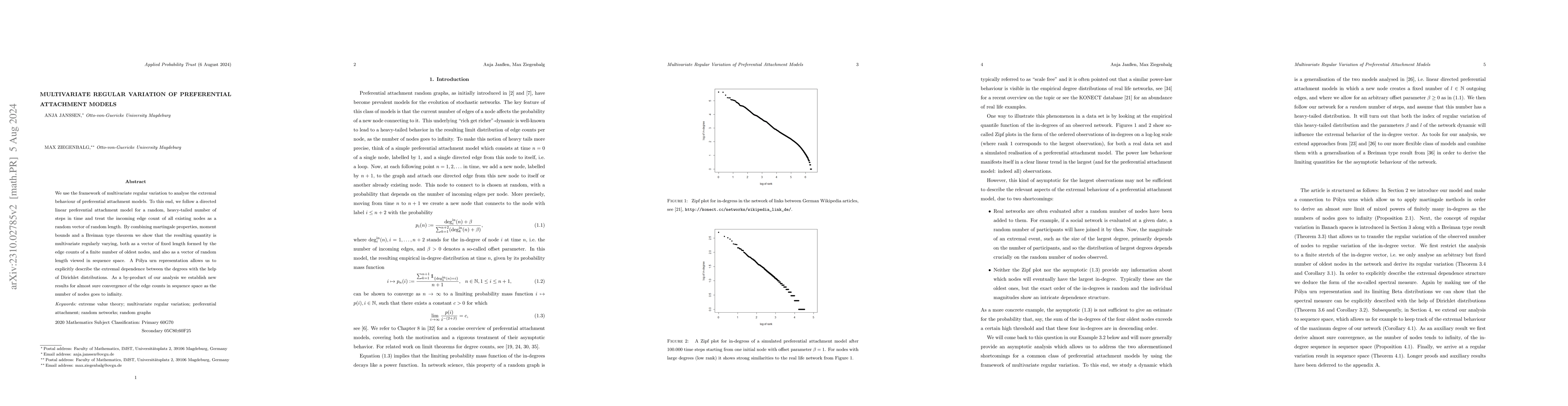 Thumbnail for Multivariate Regular Variation of Preferential Attachment Models