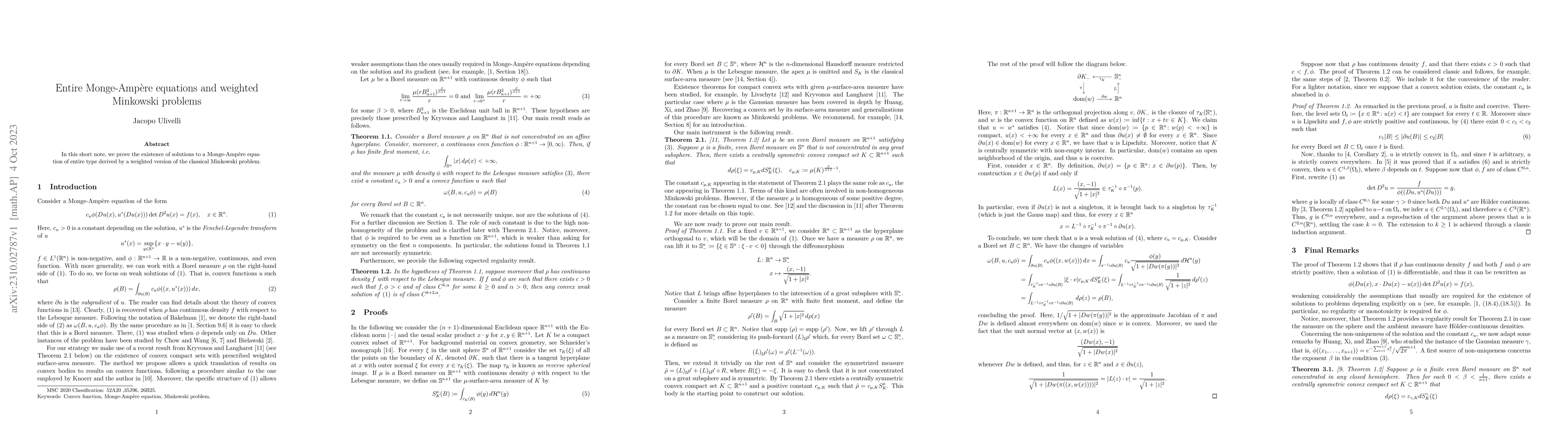 Thumbnail for Entire Monge-Amp\`ere equations and weighted Minkowski problems