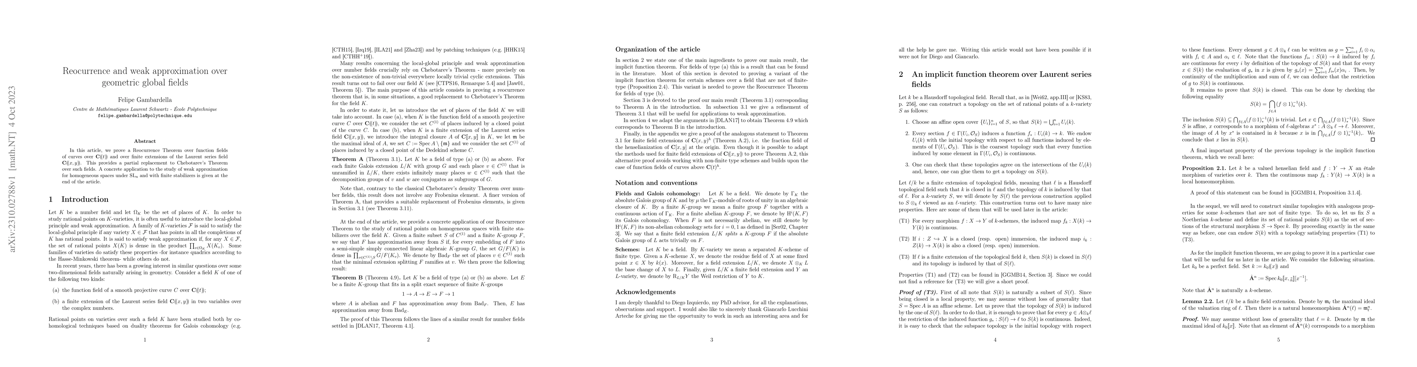 Thumbnail for Reocurrence and weak approximation over geometric global fields