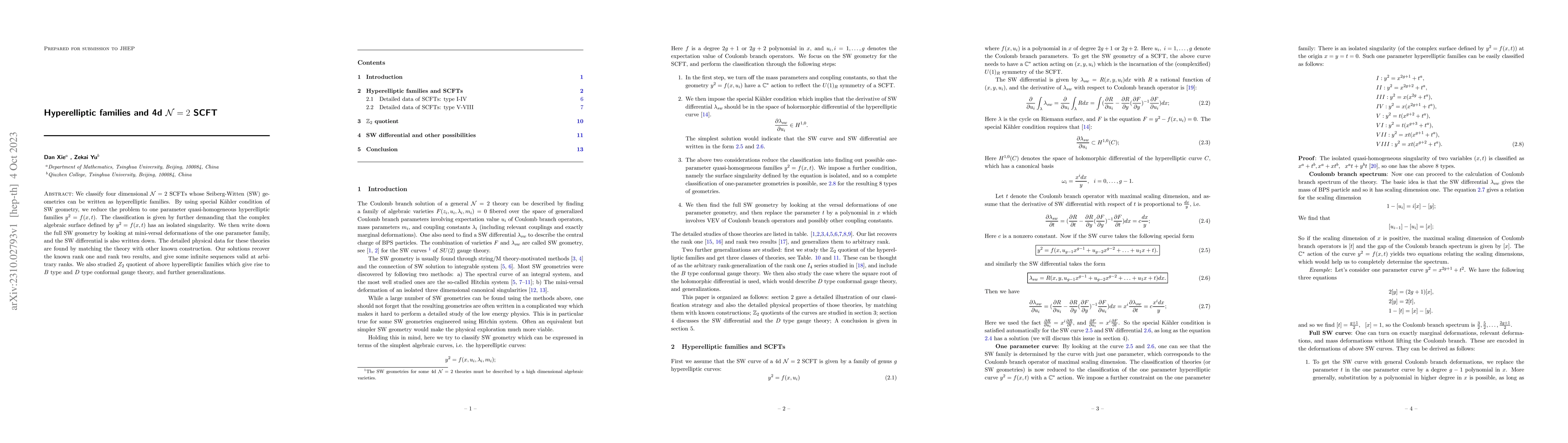 Thumbnail for Hyperelliptic families and 4d $\mathcal{N}=2$ SCFT