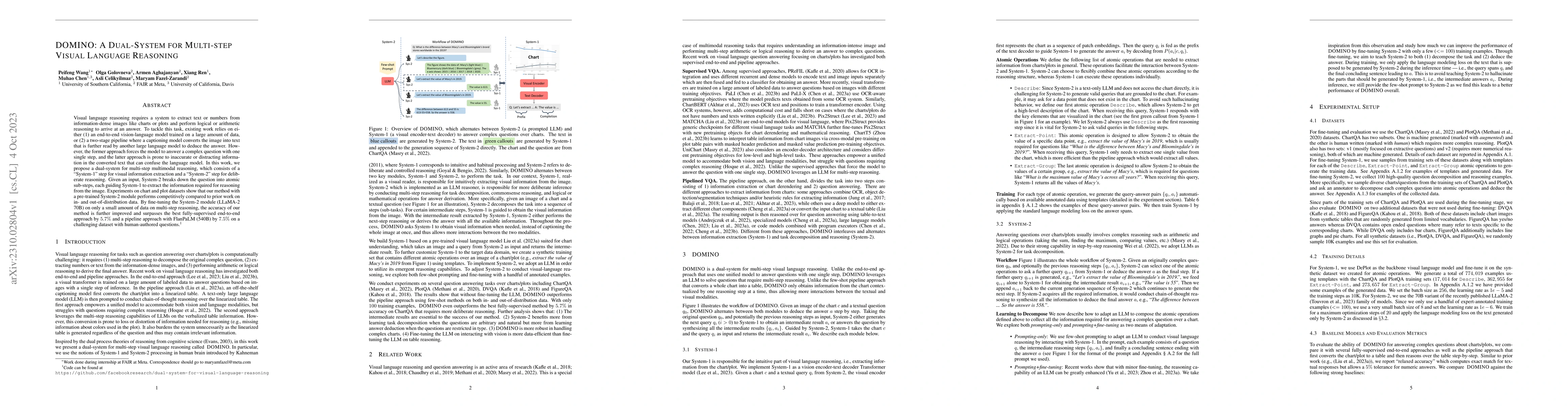Thumbnail for DOMINO: A Dual-System for Multi-step Visual Language Reasoning