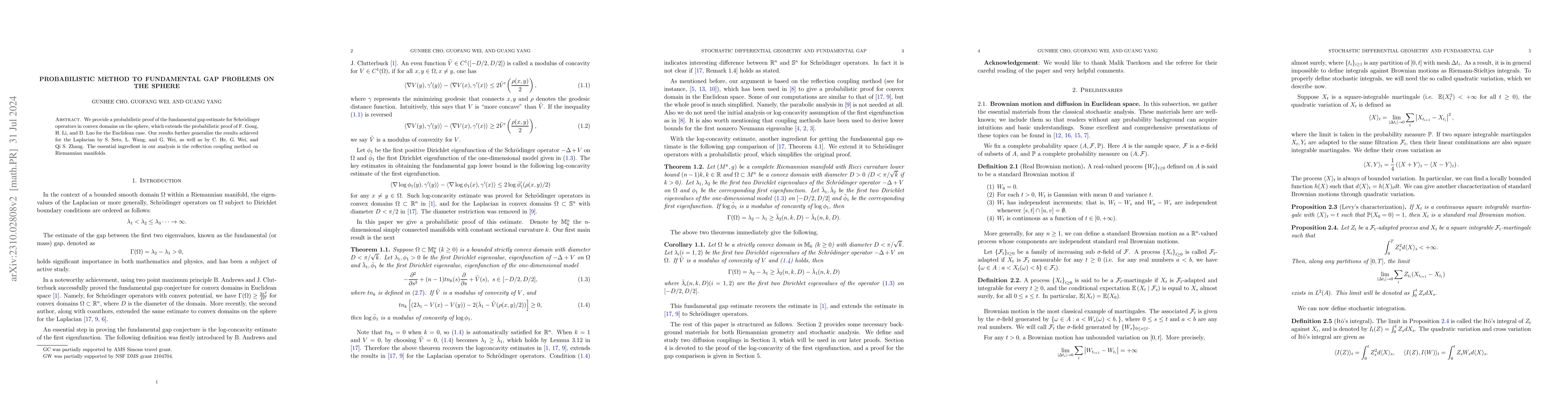 Thumbnail for Probabilistic Method to Fundamental gap problems on the sphere