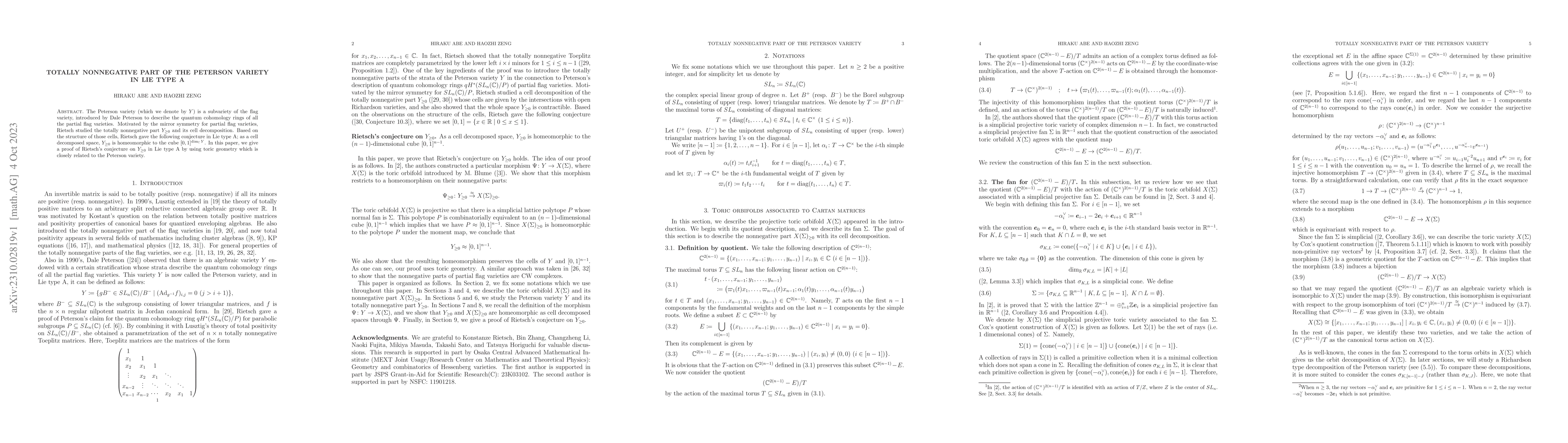 Thumbnail for Totally nonnegative part of the Peterson variety in Lie type A