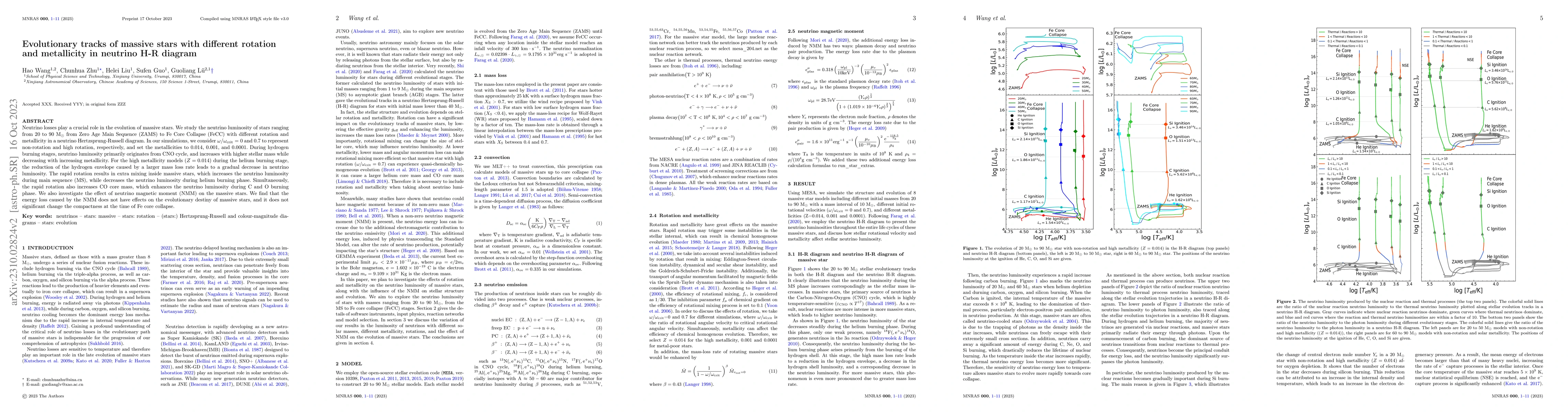 Thumbnail for Evolutionary tracks of massive stars with different rotation and
  metallicity in neutrino H-R diagram