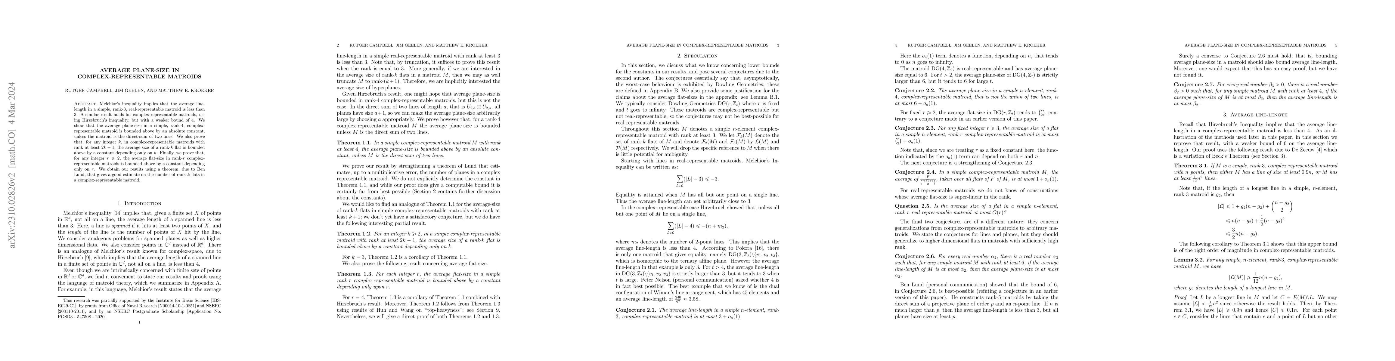Thumbnail for Average plane-size in complex-representable matroids