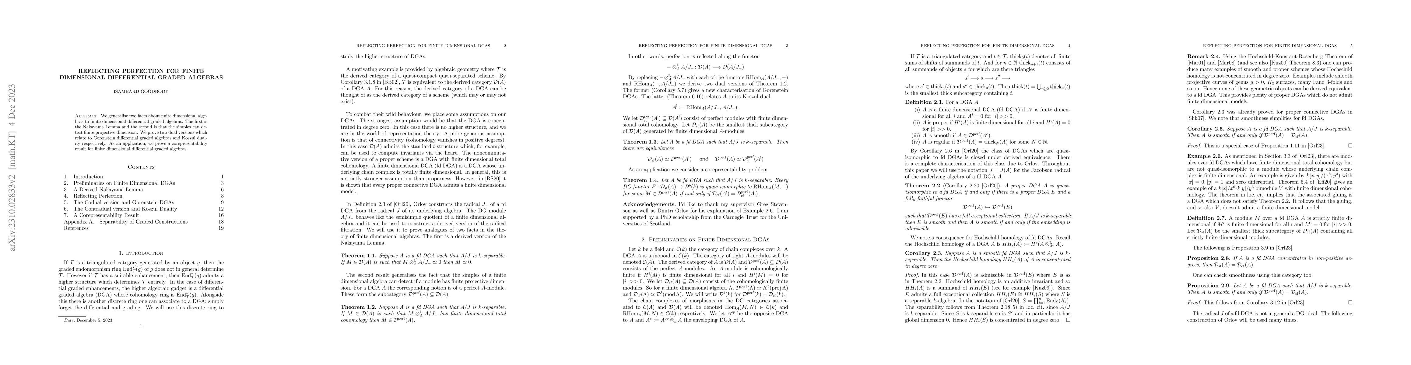 Thumbnail for Reflecting Perfection for Finite Dimensional Differential Graded
  Algebras