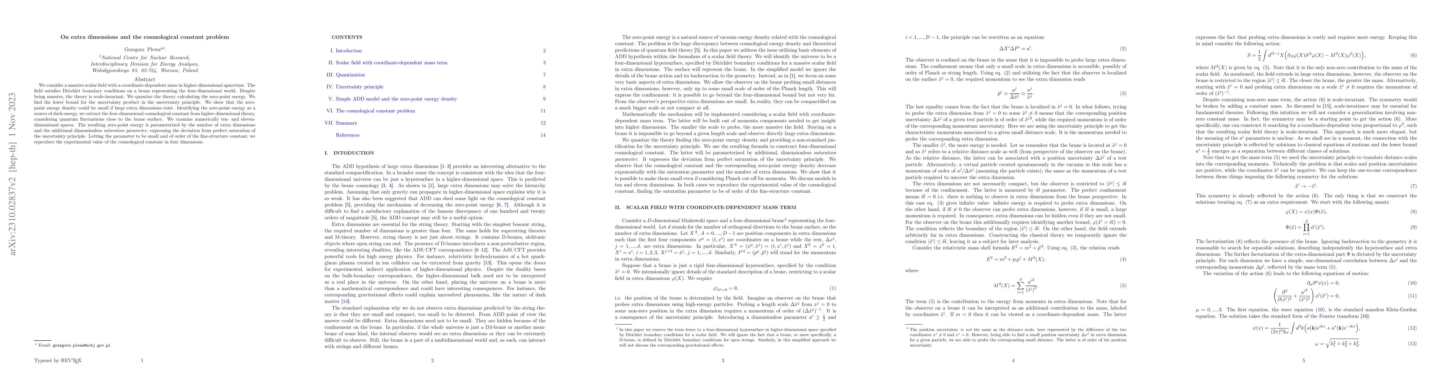 Thumbnail for On extra dimensions and the cosmological constant problem
