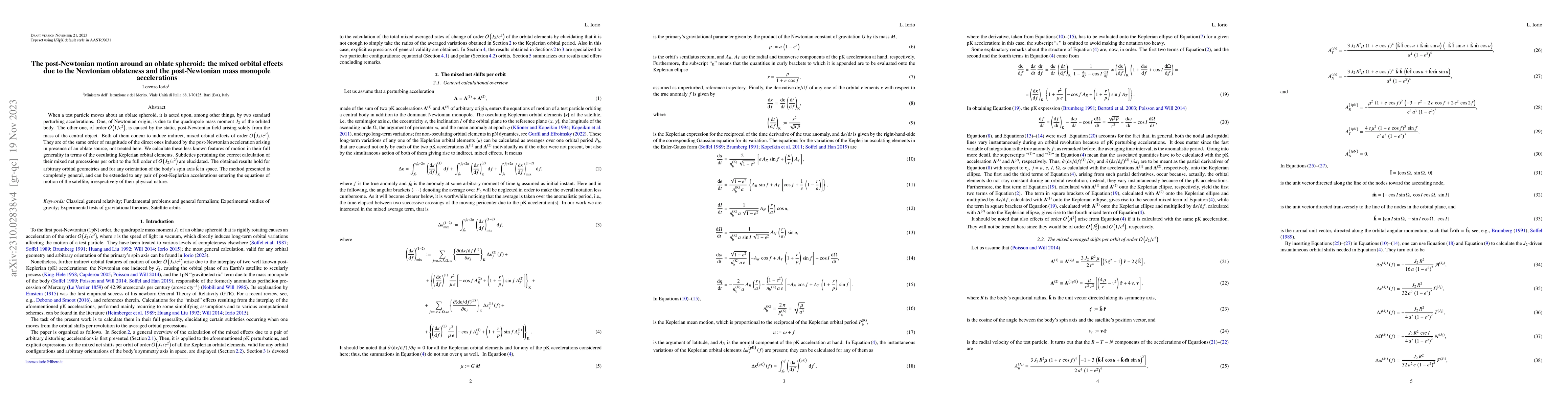 Thumbnail for The post-Newtonian motion around an oblate spheroid: the mixed orbital
  effects due to the Newtonian oblateness and the post-Newtonian mass monopole
  accelerations