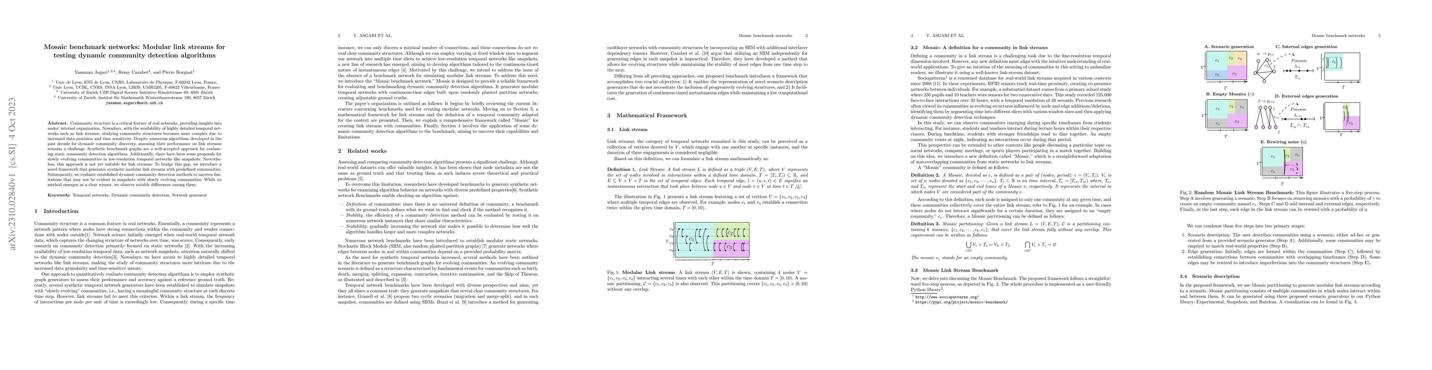 Thumbnail for Mosaic benchmark networks: Modular link streams for testing dynamic
  community detection algorithms