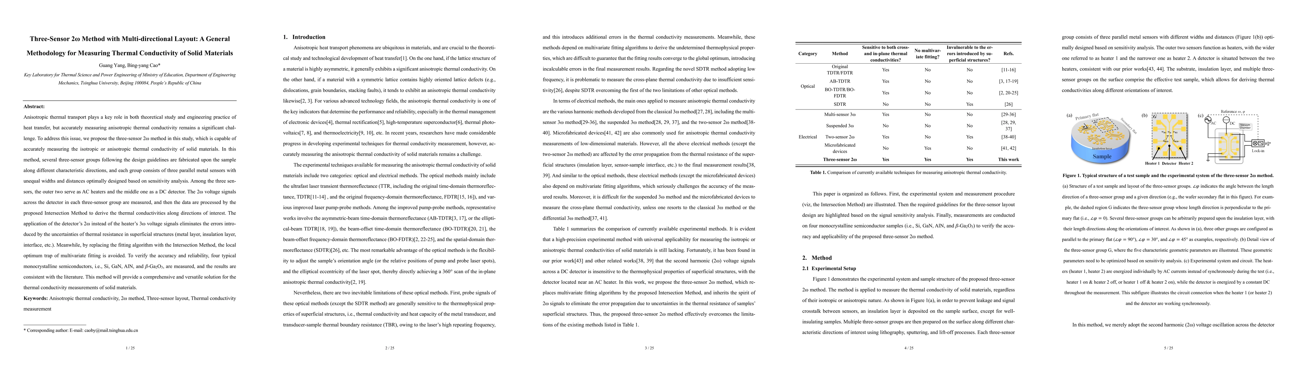 Thumbnail for Three-Sensor 2{\omega} Method with Multi-directional Layout: A General
  Methodology for Measuring Thermal Conductivity of Solid Materials