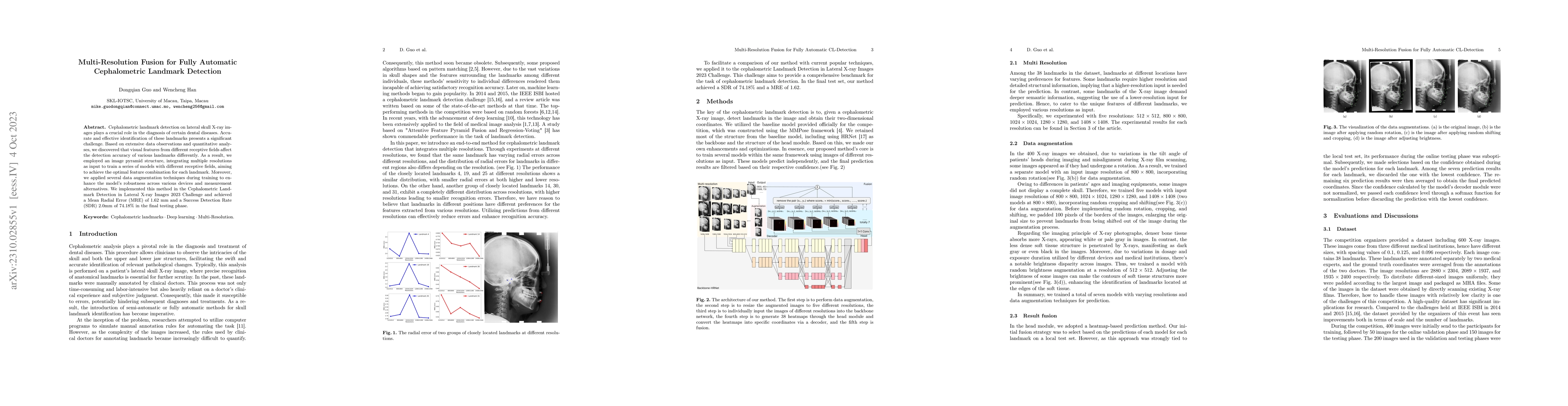 Thumbnail for Multi-Resolution Fusion for Fully Automatic Cephalometric Landmark
  Detection