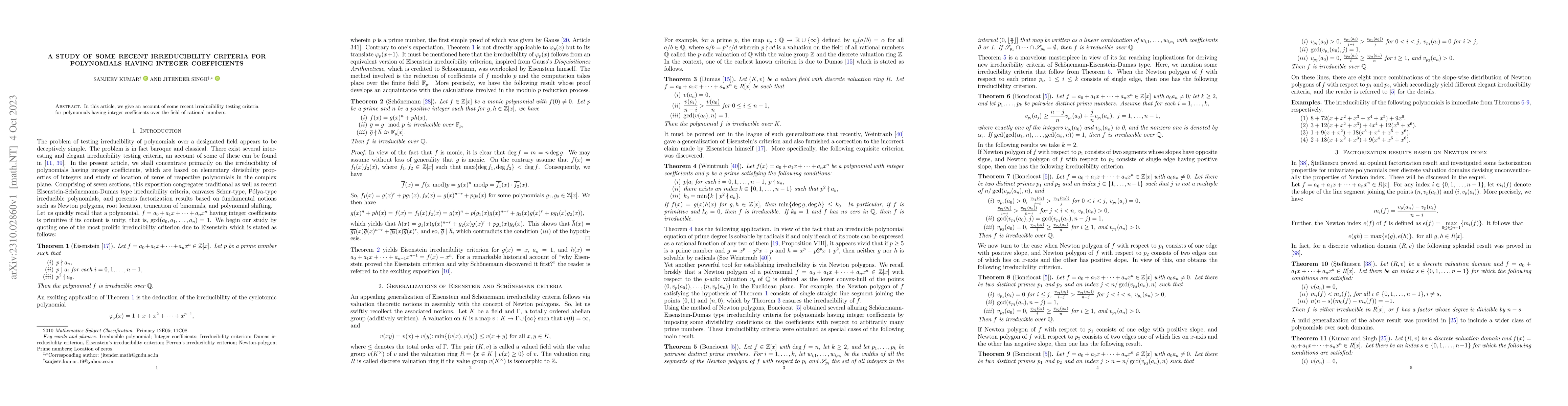 Thumbnail for A study of some recent irreducibility criteria for polynomials having
  integer coefficients