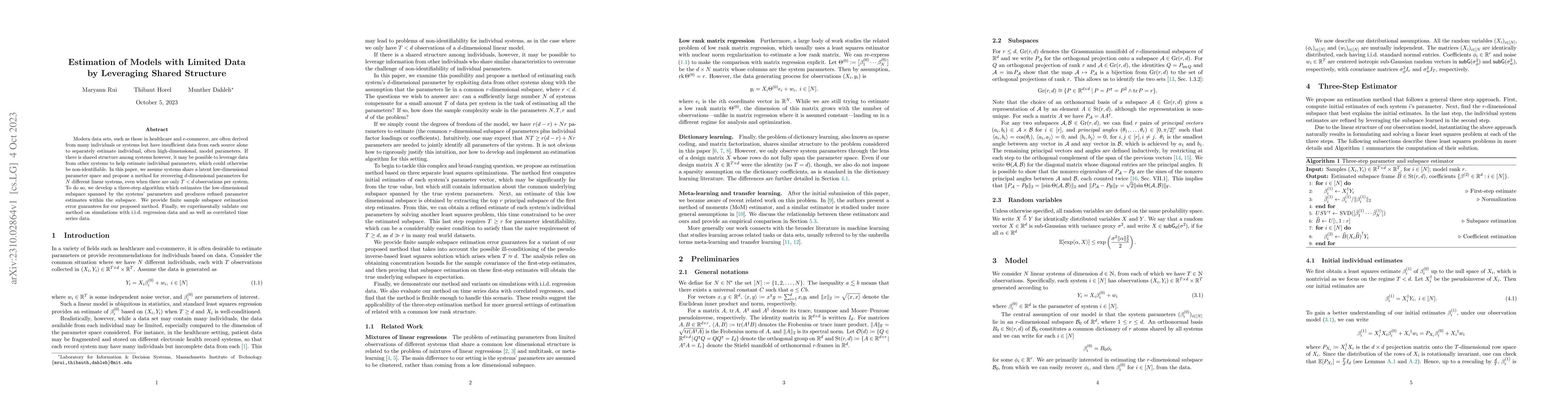 Thumbnail for Estimation of Models with Limited Data by Leveraging Shared Structure