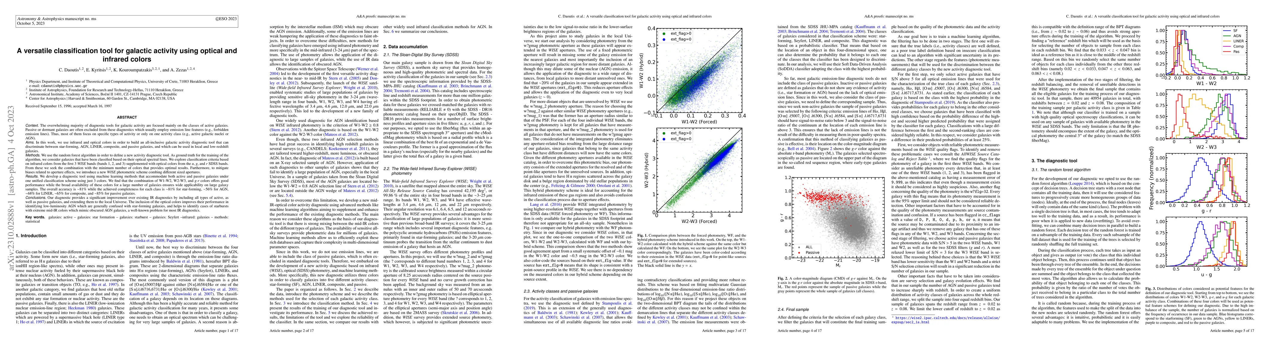Thumbnail for A versatile classification tool for galactic activity using optical and
  infrared colors