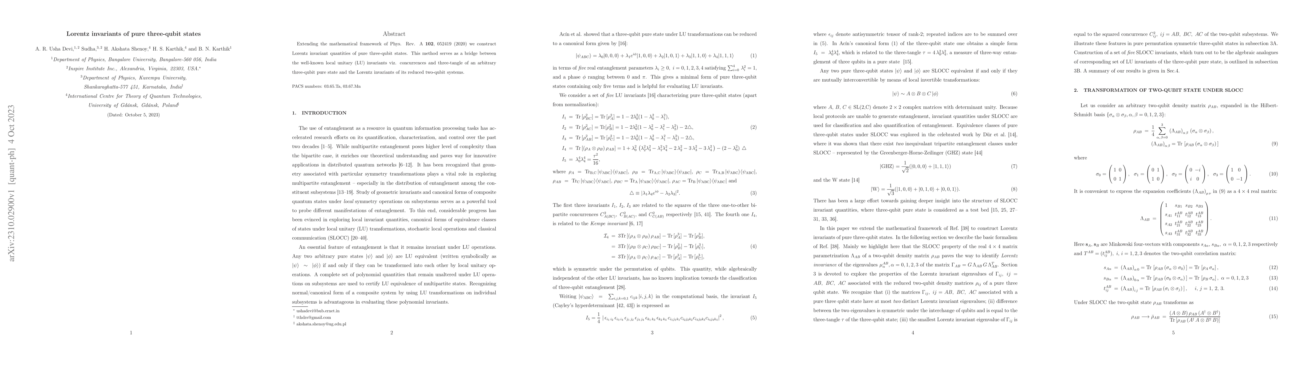 Thumbnail for Lorentz invariants of pure three-qubit states