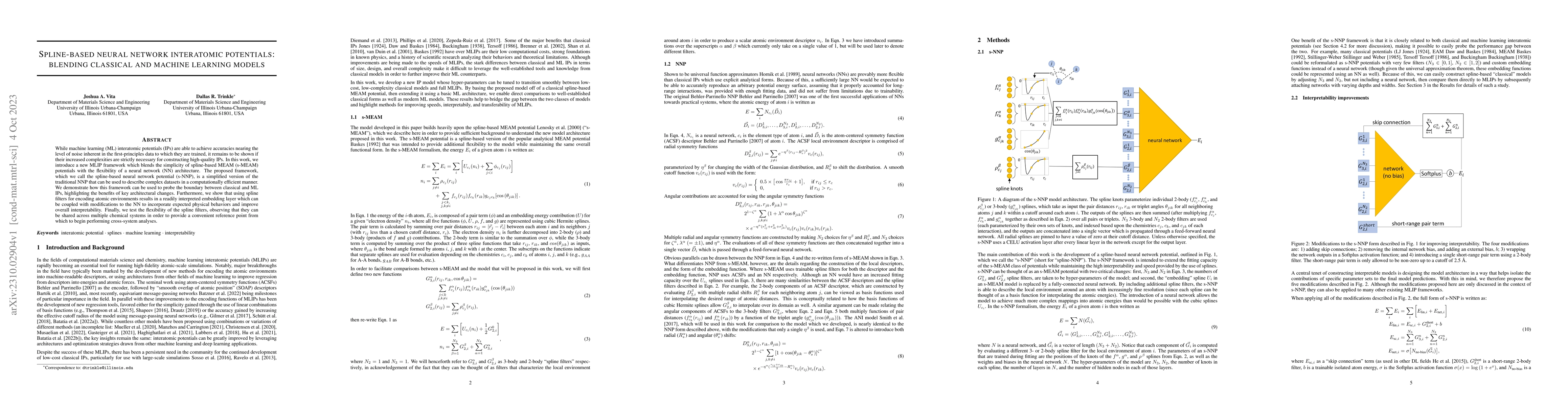 Thumbnail for Spline-based neural network interatomic potentials: blending classical
  and machine learning models