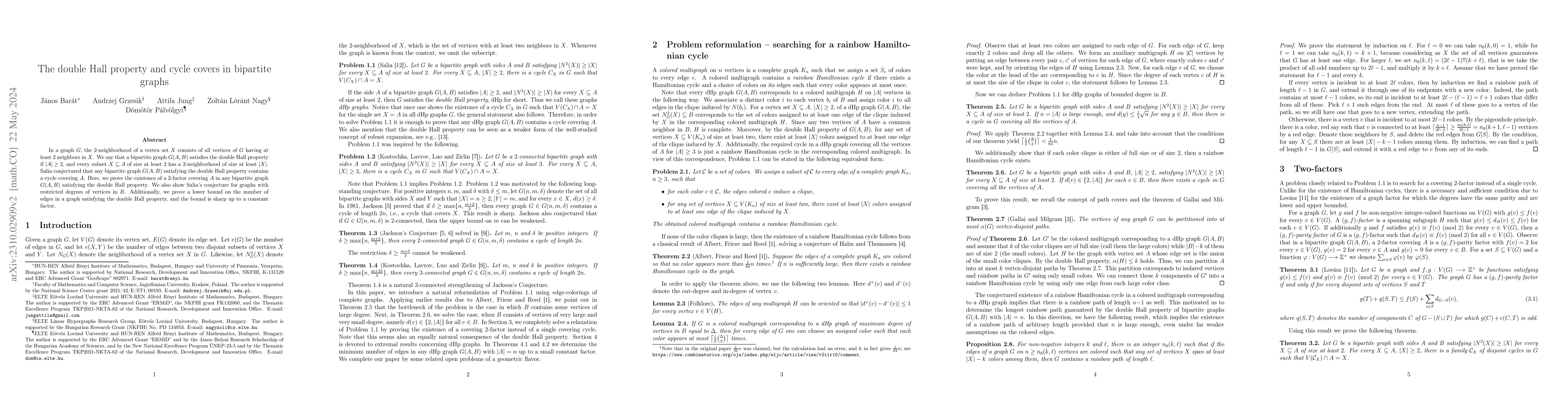 Thumbnail for The double Hall property and cycle covers in bipartite graphs