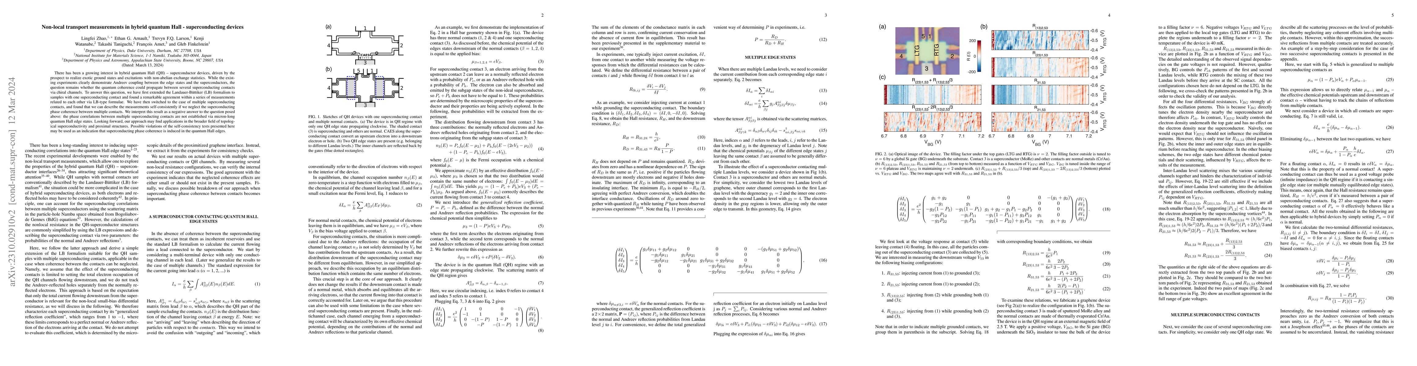 Thumbnail for Non-local transport measurements in hybrid quantum Hall -
  superconducting devices